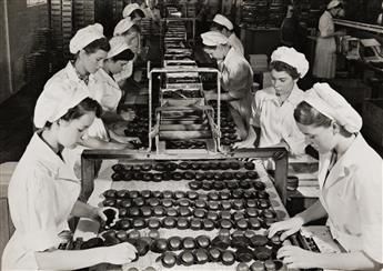 (COOKIES IN STAFFORDSHIRE, ENGLAND) A charming album with approximately 44 photographs from Elkes Biscuits Factory.